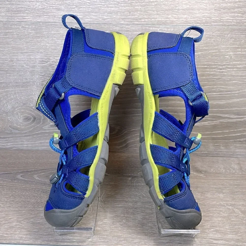Keen Seacamp II CNX Big Boy Sz 5 Blue Depths Chartreuse Sports Hiking Sandals
